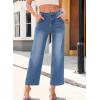 imageAstylish Women 2025 Wide Leg Jeans Cropped Jeans Stretchy High Waisted Baggy Loose Boyfriend Vintage Denim PantsAshleigh Blue