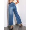 imageAstylish Women 2025 Wide Leg Jeans Cropped Jeans Stretchy High Waisted Baggy Loose Boyfriend Vintage Denim PantsDusk Blue