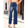 imageAstylish Women 2025 Wide Leg Jeans Cropped Jeans Stretchy High Waisted Baggy Loose Boyfriend Vintage Denim PantsNavy Blue
