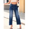 imageAstylish Women 2025 Wide Leg Jeans Cropped Jeans Stretchy High Waisted Baggy Loose Boyfriend Vintage Denim PantsNavy Blue