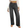 imageAstylish Womens High Waisted Straight Leg Jeans Trendy Stretchy Denim PantsGray