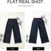 imageAstylish Womens High Waisted Wide Leg Jeans Cropped Straight Leg Denim PantsBlack