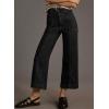imageAstylish Womens High Waisted Wide Leg Jeans Cropped Straight Leg Denim PantsBlack