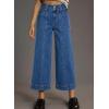 imageAstylish Womens High Waisted Wide Leg Jeans Cropped Straight Leg Denim PantsBlue