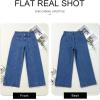 imageAstylish Womens High Waisted Wide Leg Jeans Cropped Straight Leg Denim PantsBlue