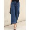 imageAstylish Womens High Waisted Wide Leg Jeans Cropped Straight Leg Denim PantsDark Blue