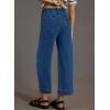 imageAstylish Womens High Waisted Wide Leg Jeans Cropped Straight Leg Denim PantsDark Blue
