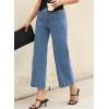 imageAstylish Womens High Waisted Wide Leg Jeans Cropped Straight Leg Denim PantsLight Blue