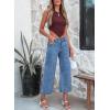 imageAstylish Womens High Waisted Wide Leg Jeans Cropped Straight Leg Denim PantsLight Blue