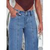 imageAstylish Womens High Waisted Wide Leg Jeans Cropped Straight Leg Denim PantsLight Blue