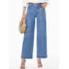 imageAstylish Womens High Waisted Wide Leg Jeans Cropped Straight Leg Denim PantsLight Blue