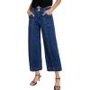 imageAstylish Womens High Waisted Wide Leg Jeans Cropped Straight Leg Denim PantsNavy Blue