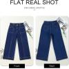 imageAstylish Womens High Waisted Wide Leg Jeans Cropped Straight Leg Denim PantsNavy Blue