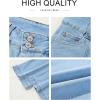 imageAstylish Womens High Waisted Wide Leg Jeans Cropped Straight Leg Denim PantsSky Blue