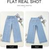 imageAstylish Womens High Waisted Wide Leg Jeans Cropped Straight Leg Denim PantsSky Blue