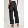 imageAstylish Womens High Waisted Wide Leg Jeans Stretchy Baggy Straight Leg Denim PantsCropped Black