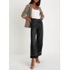 imageAstylish Womens High Waisted Wide Leg Jeans Stretchy Baggy Straight Leg Denim PantsCropped Black