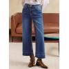 imageAstylish Womens High Waisted Wide Leg Jeans Stretchy Baggy Straight Leg Denim PantsCropped Blue