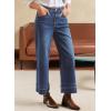 imageAstylish Womens High Waisted Wide Leg Jeans Stretchy Baggy Straight Leg Denim PantsCropped Blue