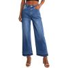 imageAstylish Womens High Waisted Wide Leg Jeans Stretchy Baggy Straight Leg Denim PantsCropped Jeans Blue