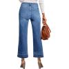 imageAstylish Womens High Waisted Wide Leg Jeans Stretchy Baggy Straight Leg Denim PantsCropped Light Blue