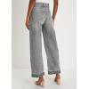 imageAstylish Womens High Waisted Wide Leg Jeans Stretchy Baggy Straight Leg Denim PantsCropped Light Gray