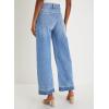imageAstylish Womens High Waisted Wide Leg Jeans Stretchy Baggy Straight Leg Denim PantsCropped Sky Blue