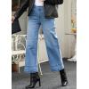 imageAstylish Womens High Waisted Wide Leg Jeans Stretchy Baggy Straight Leg Denim PantsCropped Sky Blue