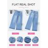 imageAstylish Womens High Waisted Wide Leg Jeans Stretchy Baggy Straight Leg Denim PantsCropped Sky Blue