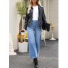 imageAstylish Womens High Waisted Wide Leg Jeans Stretchy Baggy Straight Leg Denim PantsCropped Sky Blue