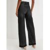 imageAstylish Womens High Waisted Wide Leg Jeans Stretchy Baggy Straight Leg Denim PantsLong Black