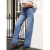imageAstylish Womens High Waisted Wide Leg Jeans Stretchy Baggy Straight Leg Denim PantsLong Light Blue