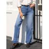 imageAstylish Womens High Waisted Wide Leg Jeans Stretchy Baggy Straight Leg Denim PantsLong Light Blue