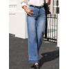 imageAstylish Womens High Waisted Wide Leg Jeans Stretchy Baggy Straight Leg Denim PantsLong Light Blue