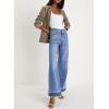 imageAstylish Womens High Waisted Wide Leg Jeans Stretchy Baggy Straight Leg Denim PantsLong Sky Blue