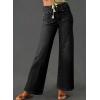 imageAstylish Womens Wide Leg Jeans High Waisted Stretchy Buttoned Denim Pants Trendy 2025 with PocketBlack