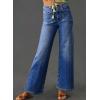 imageAstylish Womens Wide Leg Jeans High Waisted Stretchy Buttoned Denim Pants Trendy 2025 with PocketDark Blue