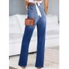 imageAstylish Womens Wide Leg Jeans High Waisted Stretchy Buttoned Denim Pants Trendy 2025 with PocketLight Blue