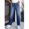 imageAstylish Womens Wide Leg Jeans High Waisted Stretchy Buttoned Denim Pants Trendy 2025 with PocketLight Blue