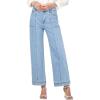 imageAstylish Womens High Waisted Wide Leg Jeans Cropped Straight Leg Denim PantsSky Blue