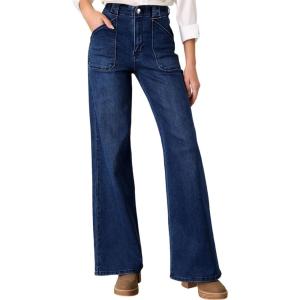 imageAstylish Womens High Waisted Straight Leg Jeans Trendy Stretchy Denim PantsDirty Blue