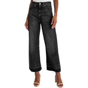 imageAstylish Womens High Waisted Wide Leg Jeans Stretchy Baggy Straight Leg Denim PantsCropped Black