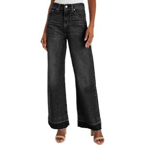 imageAstylish Womens High Waisted Wide Leg Jeans Stretchy Baggy Straight Leg Denim PantsLong Black