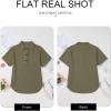imageAstylish Women Waffle Knit Tops Henley Shirts Short Sleeve V Neck Solid Color Casual TunicMoss Green
