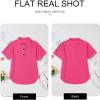 imageAstylish Women Waffle Knit Tops Henley Shirts Short Sleeve V Neck Solid Color Casual TunicRose Red