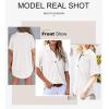 imageAstylish Women Waffle Knit Tops Henley Shirts Short Sleeve V Neck Solid Color Casual TunicWhite