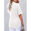 imageAstylish Women Waffle Knit Tops Henley Shirts Short Sleeve V Neck Solid Color Casual TunicWhite