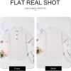 imageAstylish Women Waffle Knit Tops Henley Shirts Short Sleeve V Neck Solid Color Casual TunicWhite