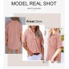 imageAstylish Women Waffle Knit Tops Henley Shirts Short Sleeve V Neck Solid Color Casual TunicX Dusty Pink