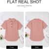 imageAstylish Women Waffle Knit Tops Henley Shirts Short Sleeve V Neck Solid Color Casual TunicX Dusty Pink